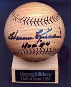 lot 16 image: Harmon Killebrew Autographed Hall of Fame 1984 Wooden Ball