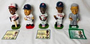 lot 108 image: Set of 5 Minnesota Twins 2001 Bobbleheads - Bert Blyleven, Rod Carew, Kirby Puckett, Dave Winfield, and Sid Hartman