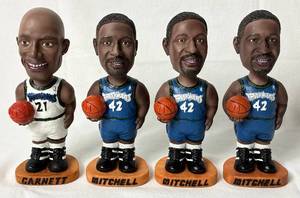 lot 128 image: 2001 Minnesota Timberwolves Bobbleheads - Sam Mitchell and Kevin Garnett