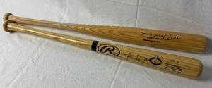 lot 138 image: MN Twins Autographed Commerative Wooden Baseball Bats - Justin Morneau #33 2006 MVP and Paul Molitor 3000 Hit 1996