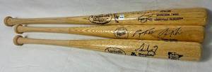 lot 141 image: MN Twins Autographed Commerative Wooden Baseball Bats - Tom Kelly, Corey Koskie, and Jacque Jones