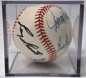lot 95 image: MN Sports Figures Autographed Baseball LOT 2 - Bert Blyleven, Fred Cox, Johnny Bench, Kevin McHale, Dark Star and more