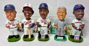 lot 109 image: Minnesota Twins 2001 Bobbleheads - Bert Blyleven, Rod Carew, Dave Winfield, Kirby Puckett and Sid Hartman