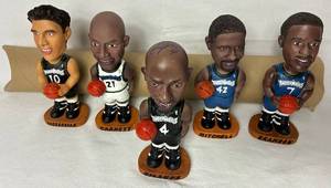 lot 126 image: 2000 Minnesota Timberwolves Boobleheads LOT 3 - Sam Mitchell, Kevin Garnett, Terrell Brandon, Cauncey Billups(AUTOGRAPHED) and Wally Szczerbiak