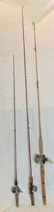 lot 188 image: Vintage Fishing Pole and Reel Combinations