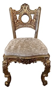 lot 24 image: Ornate Gold Rococo Chair & Circular Back Medallion Cushioned Seat #3