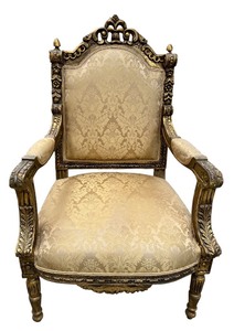 lot 27 image: Louis XVI Style Giltwood Armchair & Damask Upholstery #2