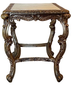 lot 17 image: Ornate Baroque Gilt Side Table with Marble Top