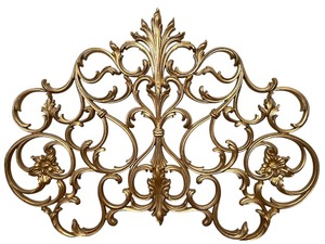 lot 30 image: Ornate Gold-Tone Metal Wall Panel With Scrollwork