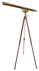 lot 29 image: Brass Refracting Telescope & Wooden Tripod