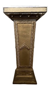 lot 31 image: Marble-Topped Ornate Pedestal with Gilded Leaf Border