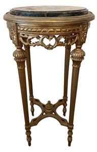 lot 41 image: Round Green Marble Top Pedestal Table & Ornate Gilded Bronze Base