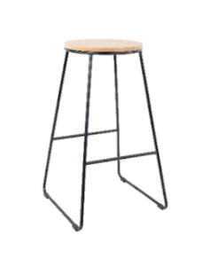lot 203 image: Mainstays 28H Backless Stool Black Metal Base with Natural Wood Seat