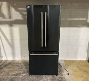 FORNO Counter-Depth Espresso Gallipoli 17.5-cu ft 3 -Door 30-in Wide Refrigerator with Ice Maker with Ice Dispenser ( Black ) ENERGY STAR Certified