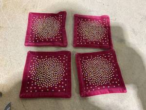 lot 140 image: LOT OF 40 Packs Of 4 August And Leo Fabric Coasters RED (160 Total)