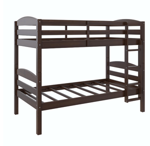 lot 49 image: Better Homes & Gardens Leighton Solid Wood Twin-over-Twin Convertible Bunk Bed, Mocha