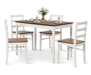 lot 11 image: Costway 5-Piece Dining Set Solid Wood Kitchen Furniture with Rectangular Table & 4 Chairs (Only Chairs & Dining Table)