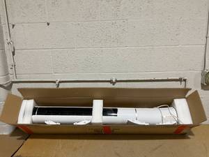 lot 490 image: COSTWAY Tower Fan with Remote Control, Portable 47.5-Inch Standing Floor Fan with 80 Oscillating, 15H Timer, 3 Modes and 3 Speeds, Quiet Bladeless Fan for Bedroom Living Room Office, White (USED)