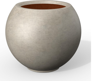 lot 60 image: Kante Round Concrete Flower Pot, 11 Inch Dia (7.9 Opening) Sphere Shape Design Planter with Drainage Hole for Indoor & Outdoor Plants, Weathered Concrete Finish with Warm Brown Interior