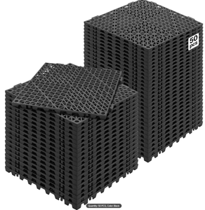 lot 63 image: VEVOR Interlocking Tile 50PCS Black, Drainage Tiles 12 x 12 Splicing, Soft PVC Interlocking Drainage Floor Tiles, Non-Slip Drainage Holes for Restroom, Bathroom, Kitchen, Pool, Wet Areas