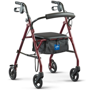 lot 224 image: Medline Basic Rollator with 6in Wheels 350lbs Burgundy 1Ct