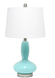 lot 227 image: Elegant Designs LT3315-SEA Contemporary Curved Glass Table Lamp, Seafoam 13D x 13W x 23.5H