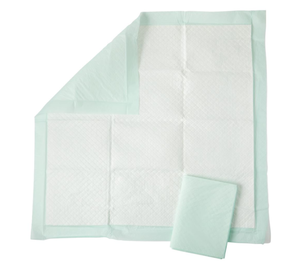 lot 231 image: LOT OF 50 Medline Fluff and Polymer Underpad, Heavy Absorbency, 36 x 36, Green, Quilted