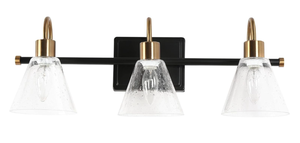 lot 235 image: classy leaves Black Gold Vanity Lights, Modern Bathroom Light Fixtures with Seeded Glass Shade 21.9L x 7.1W x 7.9H