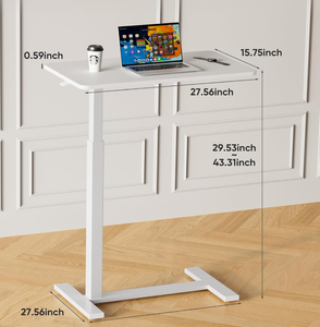 lot 424 image: Sweetcrispy Overbed Bedside Table with Wheels, Adjustable Hospital & Home Use Bed Table, Rolling Laptop Table, Mobile Standing Desk, White 27.56D x 15.75W x 43.31H