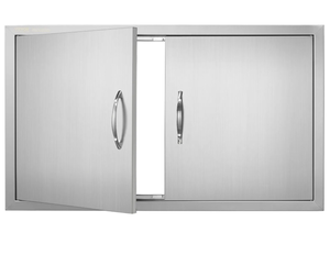 lot 431 image: VEVOR BBQ Access Door, 36W x 21H Inch Double Outdoor Kitchen Door, Stainless Steel Flush Mount Door, Wall Vertical Door with Handles, for BBQ Island, Grilling Station, Outside Cabinet