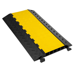 lot 433 image: VEVOR - 5 Channel Cable Protectors Extreme Rubber Cable Ramps Heavy Duty Protective Cable Wire Cord Ramp Driveway Speed Bumps - Yellow and black