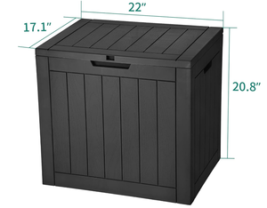 lot 434 image: YITAHOME 31 Gallon Outdoor Storage Deck Box, Waterproof Resin Package Delivery and Storage Box with Lockable Lid for Patio Furniture Cushions, Pool Accessories, Garden Tools, Black