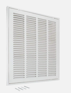 lot 435 image: EZ-FLO Return Air Filter Grille 16x16 Steel Vent Cover Wall Ceiling White