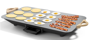 lot 437 image: SENSCHEF 12x20inch Electric Griddle by BBQ Masters, 1700W Fast Even Heating, ILAG Granite Nonstick, Sloped Cooking Surface, Frameless Design for Easy Cleaning, Great for Family Gatherings, Grey