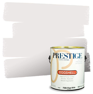 lot 499 image: PRESTIGE P300-P-SW6553 Interior Paint and Primer in One, 1-Gallon, Eggshell, Comparable Match of Sherwin Williams Heavenly White, 1 Gallon, SW09-Heavenly