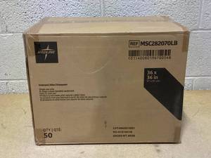 lot 458 image: Medline Heavy Absorbency 23 x 36 Fluff and Polymer Disposable Underpads, 150 Per Case, Great for Protecting Beds, Furniture, Surfaces