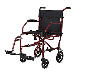 lot 33 image: Medline Ultralight Transport Chair, Red