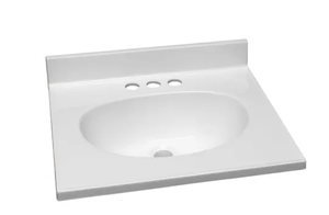 lot 35 image: Design House 19 Cultured Marble Vanity Top with Backsplash Solid White
