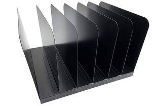 lot 457 image: Huron Desktop File Binder Organizer Storage Vertical 6 Slot, Black Commercial Grade Steel