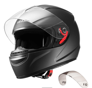 lot 475 image: VEVOR Motorcycle Helmet, Full Face, Adult Motocross Dirt Bike Helmet with Tinted and Clear Dual Visor, Motorbike Racing Street with Detachable Liner for Men & Women, DOT Approved, (Matte Black, L)
