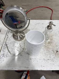 lot 0241 image: Lighted Magnifying Bathroom Mirror