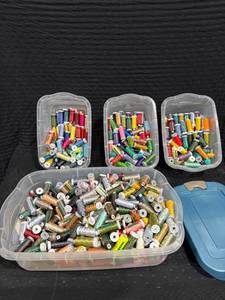 lot 0338 image: Multicolored Thread Spools in Bins