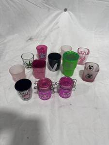 lot 0369 image: Assorted Shot Glasses and Mini Containers