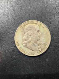 lot 0446 image: 1957D Franklin Half Dollar Coin