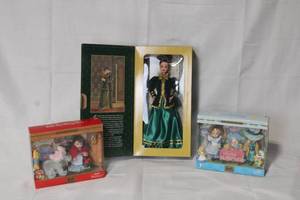 lot 8 image: Barbie Collector Dolls Set - Yuletide Romance, Little Red Riding Hood, Alice & Mad Hatter