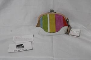lot 14 image: Coach Multicolor Suede and Leather Wristlet with Tag and Booklets