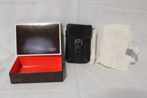 lot 17 image: Coach Black Leather Crossbody Bag and Matching Card Holder with Box