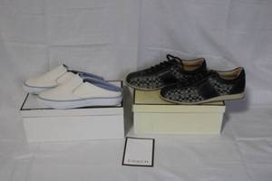 lot 31 image: Coach Slip-On White Canvas Shoes and Coach Noella Signature Sneakers Size 8M Set
