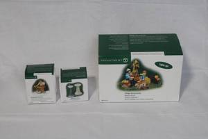 lot 67 image: Department 56 Village Accessories Lot of 3 - Roasted Chestnuts, Bird Baths, Winter Frost Joy