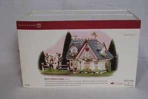 lot 84 image: Department 56 Hearts & Blooms Cottage Snow Village Celebrate Love Series